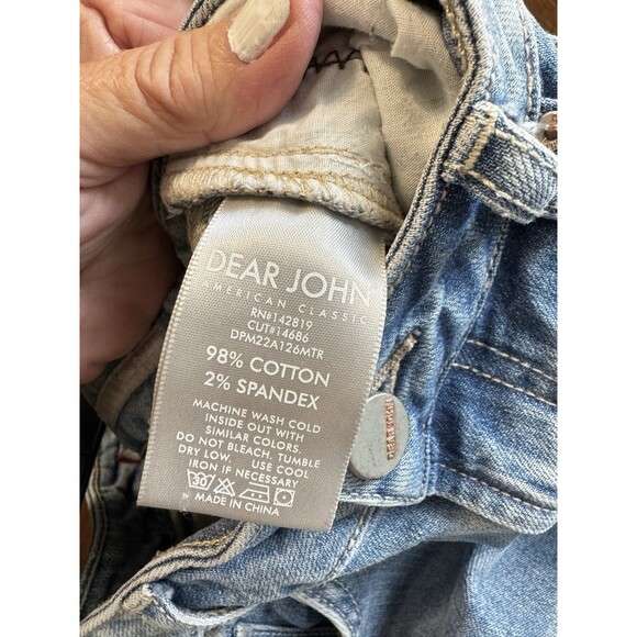 Dear John "Erin Slim Straight" Jeans Distressed Women’s Size 26 Striped Sides - Picture 12 of 12